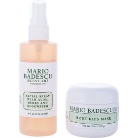 Mario Badescu by Mario Badescu Rose Mask & Mist Duo Set: Facial Spray With Aloe, Herbs And Rosewater 4oz + Rose Hips Mask 2oz --2pcs