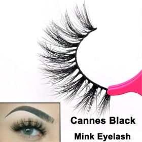 2022 Nieuwe 3D Nertsen Valse Wimpers Handgemaakte Natuurlijke Bruine Fake Mink Wimpers Dikke Lange Zwarte Lash Makeup Tools Voor Wimpers extensio (Color: CANNES Black)