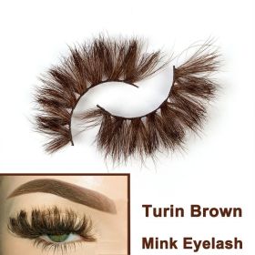 2022 Nieuwe 3D Nertsen Valse Wimpers Handgemaakte Natuurlijke Bruine Fake Mink Wimpers Dikke Lange Zwarte Lash Makeup Tools Voor Wimpers extensio (Color: Turin Brown)