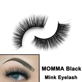 2022 Nieuwe 3D Nertsen Valse Wimpers Handgemaakte Natuurlijke Bruine Fake Mink Wimpers Dikke Lange Zwarte Lash Makeup Tools Voor Wimpers extensio (Color: MOMMA Black)