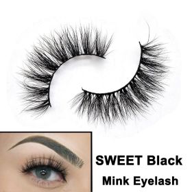 2022 Nieuwe 3D Nertsen Valse Wimpers Handgemaakte Natuurlijke Bruine Fake Mink Wimpers Dikke Lange Zwarte Lash Makeup Tools Voor Wimpers extensio (Color: SWEET Black)