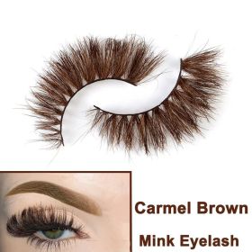 2022 Nieuwe 3D Nertsen Valse Wimpers Handgemaakte Natuurlijke Bruine Fake Mink Wimpers Dikke Lange Zwarte Lash Makeup Tools Voor Wimpers extensio (Color: Carmel Brown)