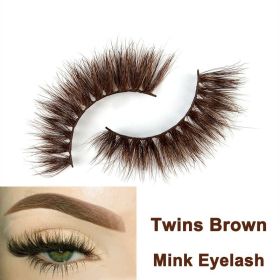 2022 Nieuwe 3D Nertsen Valse Wimpers Handgemaakte Natuurlijke Bruine Fake Mink Wimpers Dikke Lange Zwarte Lash Makeup Tools Voor Wimpers extensio (Color: Twins Brown)