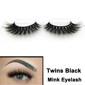2022 Nieuwe 3D Nertsen Valse Wimpers Handgemaakte Natuurlijke Bruine Fake Mink Wimpers Dikke Lange Zwarte Lash Makeup Tools Voor Wimpers extensio (Color: TWINS Black)