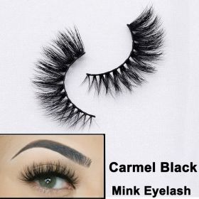 2022 Nieuwe 3D Nertsen Valse Wimpers Handgemaakte Natuurlijke Bruine Fake Mink Wimpers Dikke Lange Zwarte Lash Makeup Tools Voor Wimpers extensio (Color: CARMEL Black)
