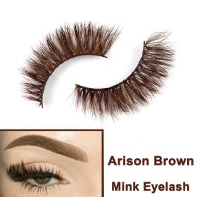 2022 Nieuwe 3D Nertsen Valse Wimpers Handgemaakte Natuurlijke Bruine Fake Mink Wimpers Dikke Lange Zwarte Lash Makeup Tools Voor Wimpers extensio (Color: Arison Brown)
