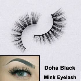 2022 Nieuwe 3D Nertsen Valse Wimpers Handgemaakte Natuurlijke Bruine Fake Mink Wimpers Dikke Lange Zwarte Lash Makeup Tools Voor Wimpers extensio (Color: DOHA Black)