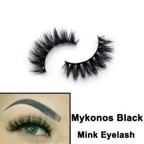 2022 Nieuwe 3D Nertsen Valse Wimpers Handgemaakte Natuurlijke Bruine Fake Mink Wimpers Dikke Lange Zwarte Lash Makeup Tools Voor Wimpers extensio (Color: MYKONOS Black)