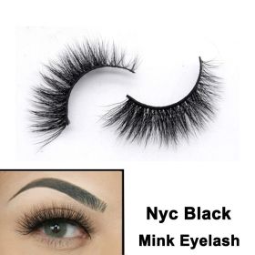 2022 Nieuwe 3D Nertsen Valse Wimpers Handgemaakte Natuurlijke Bruine Fake Mink Wimpers Dikke Lange Zwarte Lash Makeup Tools Voor Wimpers extensio (Color: NYC Black)