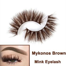 2022 Nieuwe 3D Nertsen Valse Wimpers Handgemaakte Natuurlijke Bruine Fake Mink Wimpers Dikke Lange Zwarte Lash Makeup Tools Voor Wimpers extensio (Color: Mykonos Brown)