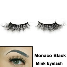 2022 Nieuwe 3D Nertsen Valse Wimpers Handgemaakte Natuurlijke Bruine Fake Mink Wimpers Dikke Lange Zwarte Lash Makeup Tools Voor Wimpers extensio (Color: MONACO Black)