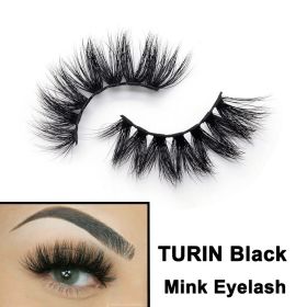 2022 Nieuwe 3D Nertsen Valse Wimpers Handgemaakte Natuurlijke Bruine Fake Mink Wimpers Dikke Lange Zwarte Lash Makeup Tools Voor Wimpers extensio (Color: TURIN Black)