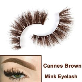 2022 Nieuwe 3D Nertsen Valse Wimpers Handgemaakte Natuurlijke Bruine Fake Mink Wimpers Dikke Lange Zwarte Lash Makeup Tools Voor Wimpers extensio (Color: Cannes Brown)