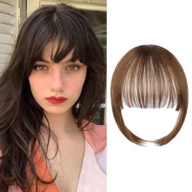 Clip In Bangs-Fake Bangs Hair Clip Real Human Hair Curtain Bangs (Color: #01)