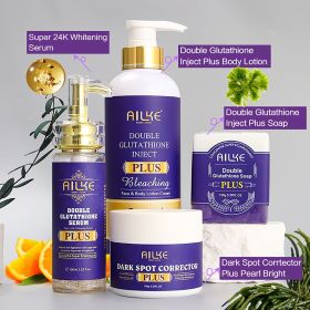 AILKE Double Glutathione Brightening Cosmetics Skin Care Set, Clean Skin, Even Toning, Support for Customized Logo (Color: 4 in 1 set)