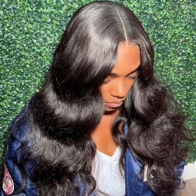 13x6 HD Transparent Body Wave Lace Front Wig Human Hair Brazilian 30 Inch 13x4 Lace Frontal Wigs For Black Women 180 Density (Color: 13x6 Frontal Wig, Stretched Length, Density: 18inches, 150%)