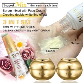 AILKE 24K gold facial essence glycerin liquid toner face skin cream whitening vitamin c brightening moisturizing beauty sets (Color: Cream and Serum)